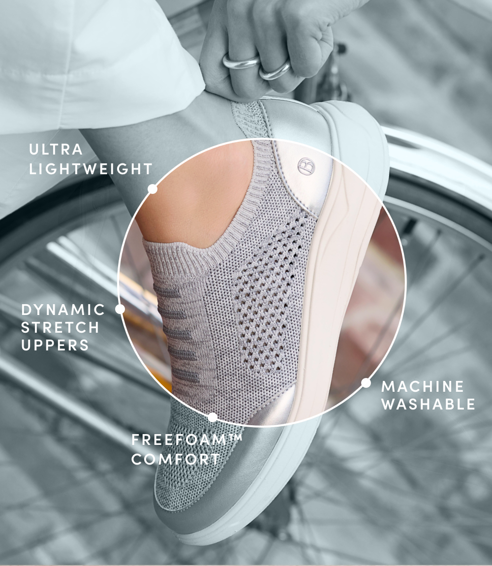 ULTRA LIGHTWEIGHT. DYNAMIC STRETCH UPPERS. FREEFOAM COMFORT. MACHINE WASHABLE.