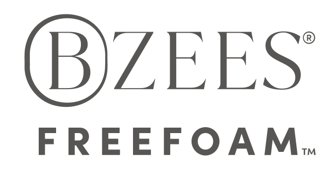 White background with BZees Freefoam logo in gray font. 