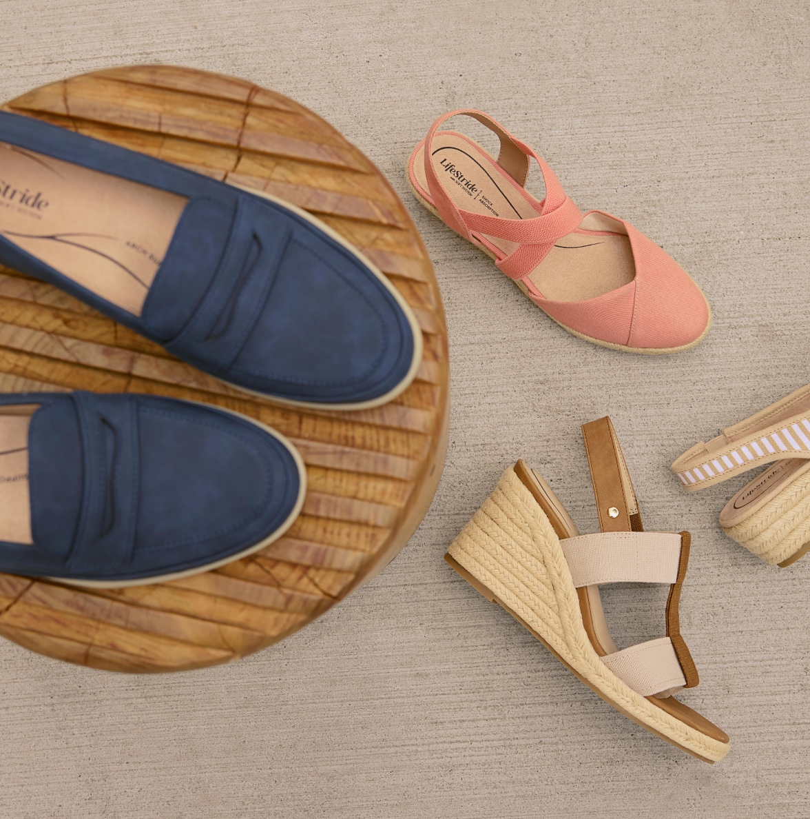Several pairs of LifeStride nautical style shoes