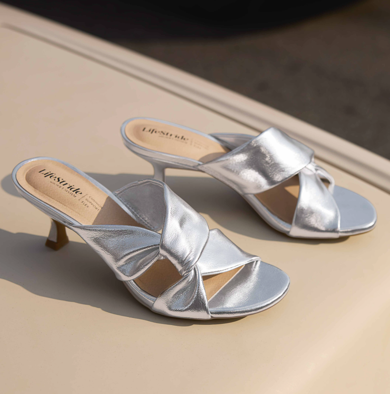 Metallic silver LifeStride heels