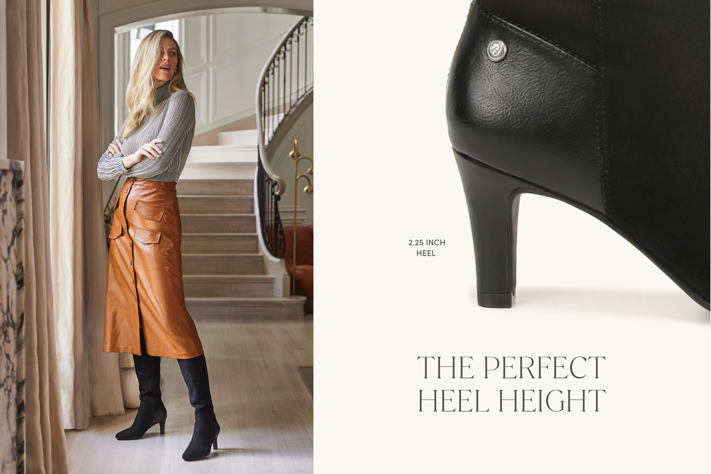 2.25 inch heel. the perfect heel height