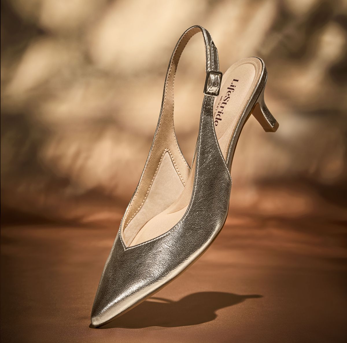 Silver slingback heel