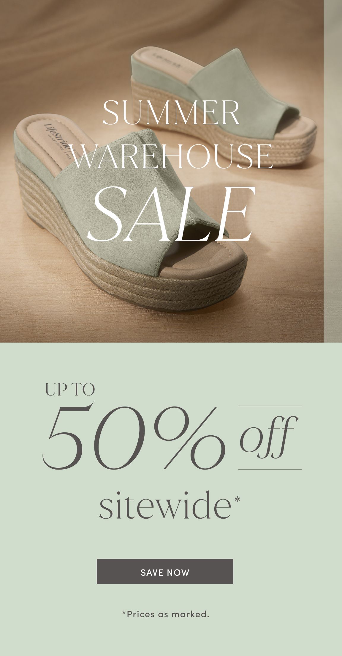 summer warehouse sale up to 50% off sitewide prices as marked save now