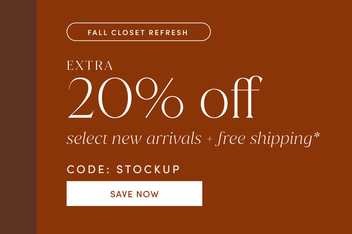 Shop extra 20% off with code stockup
