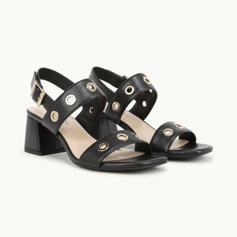 LifeStride Shoes Clara Slingback Sandal (Black Faux Leather) 10.0 W