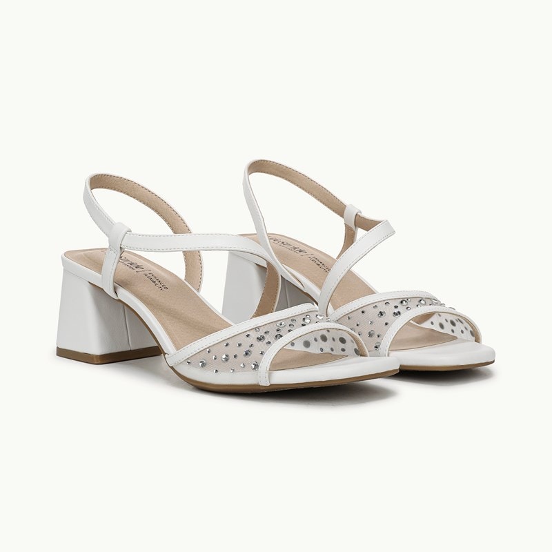 LifeStride Shoes Cheyenne Slingback Sandal (White Mesh/faux Leather) 10.0 W