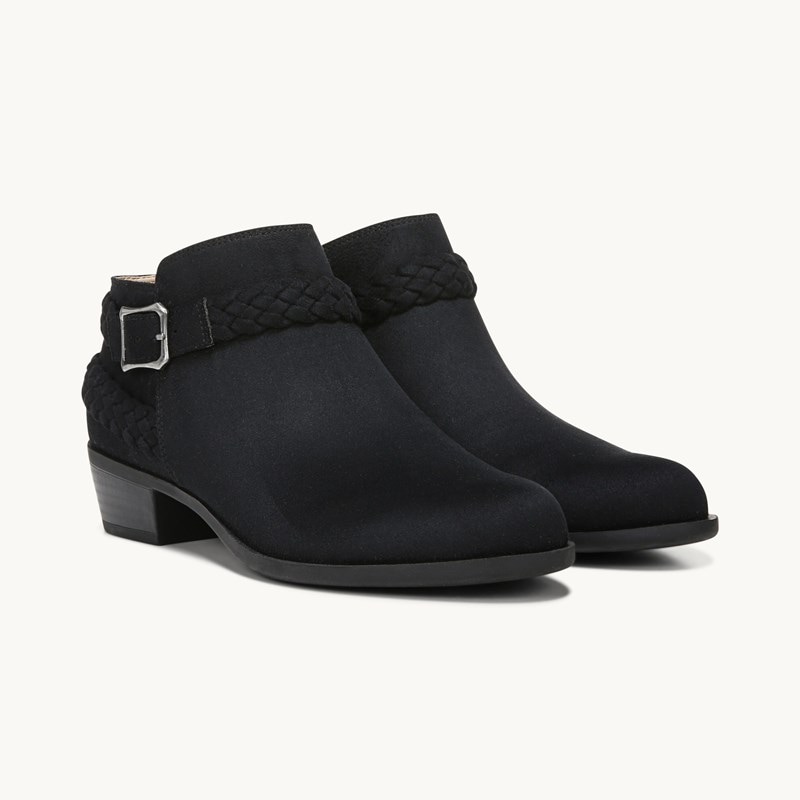 LifeStride Adriana Bootie Ankle Boots (Black Microsuede) 8.5 M