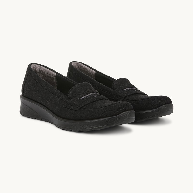 Bzees Gamma Loafer Shoes (Black Fabric) 8.5 M