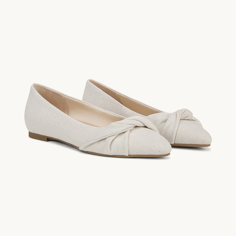 LifeStride Palm Ballet Flat Shoes (Natural Silver Fabric) 11.0 M