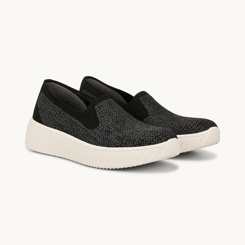 Bzees For LifeStride Wednesday Slip On Shoes (Black Heathered Knit) Fabric 11.0 M
