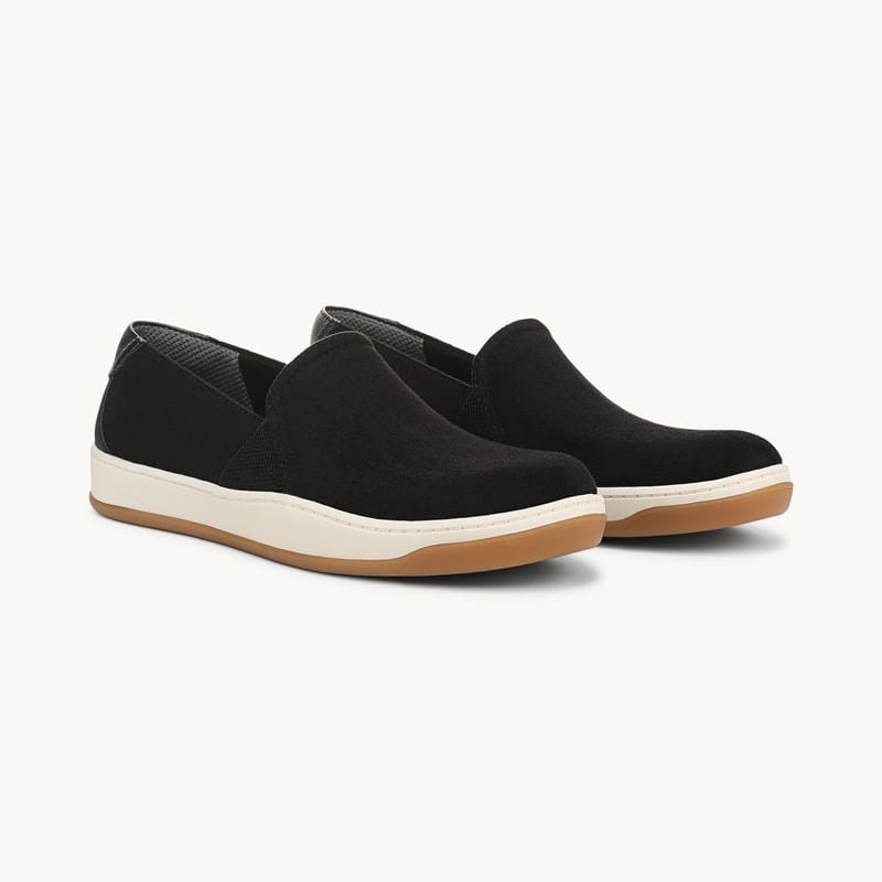 LifeStride Danni Slip On Sneaker Shoes (Black Microsuede) Fabric 9.0 W