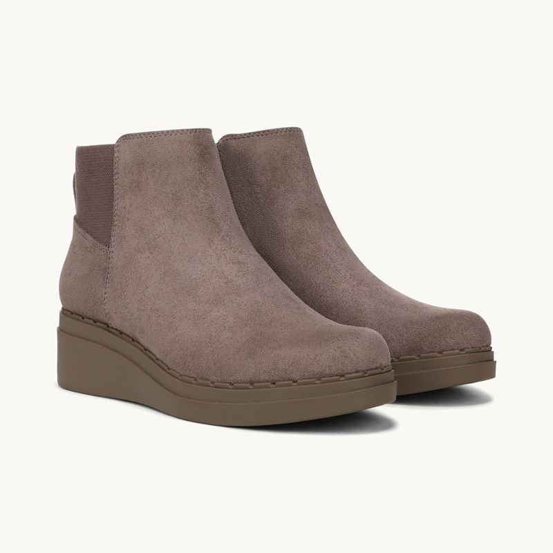 LifeStride Dubliner Wedge Bootie Ankle Boots (Doe Grey Microfiber) Suede 7.5 M