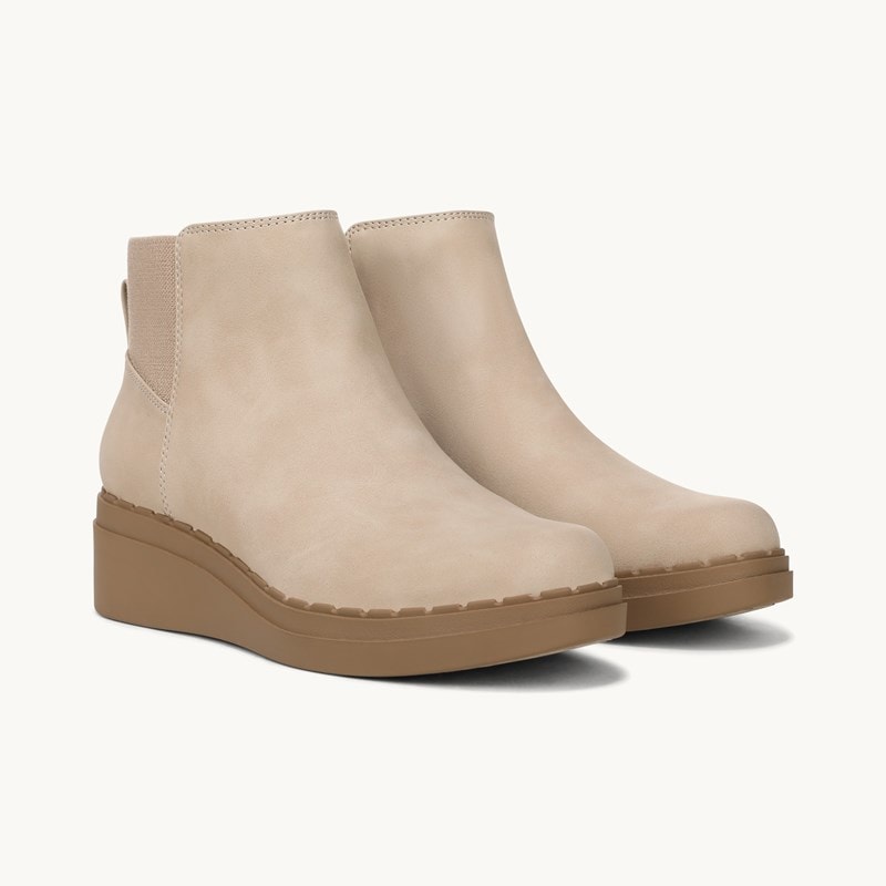 LifeStride Dubliner Wedge Bootie Ankle Boots (Dark Taupe Faux Leather) Suede 7.0 W