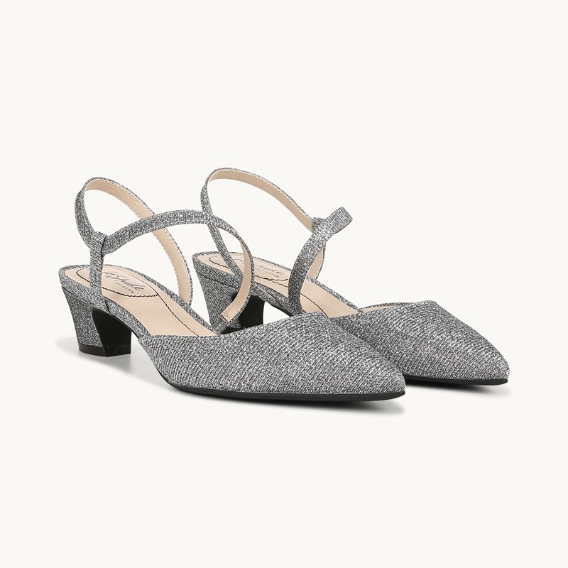 LifeStride Minimalist Pump Shoes (Pewter Rhinestone Fabric) 7.5 M