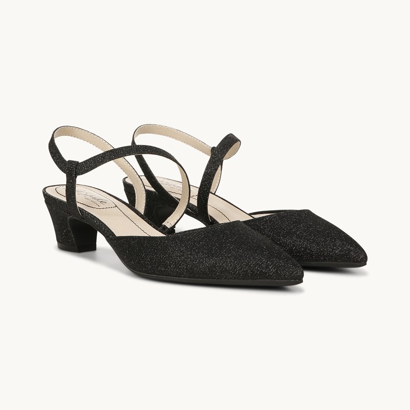 LifeStride Minimalist Pump Shoes (Black Rhinestone Fabric) 11.0 M