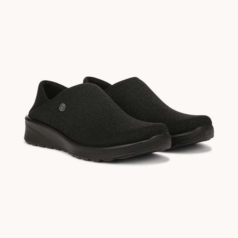 Bzees Getaway Mule Sneaker Shoes (Black Shimmer Fabric) 7.0 M