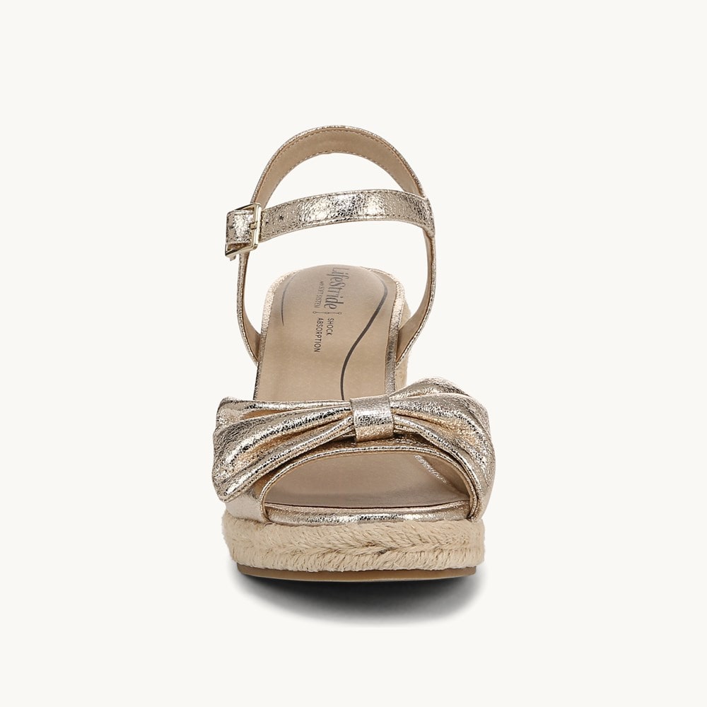 (取寄) ライフストライド レディース タリア LifeStride women Tahlia Platino Gold Faux Leather LifeStride Tahlia Wedge Dress Sandal | Womens Heels