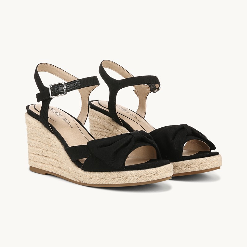 LifeStride Shoes Tahlia Wedge Dress Sandal (Black Fabric) 6.0 M