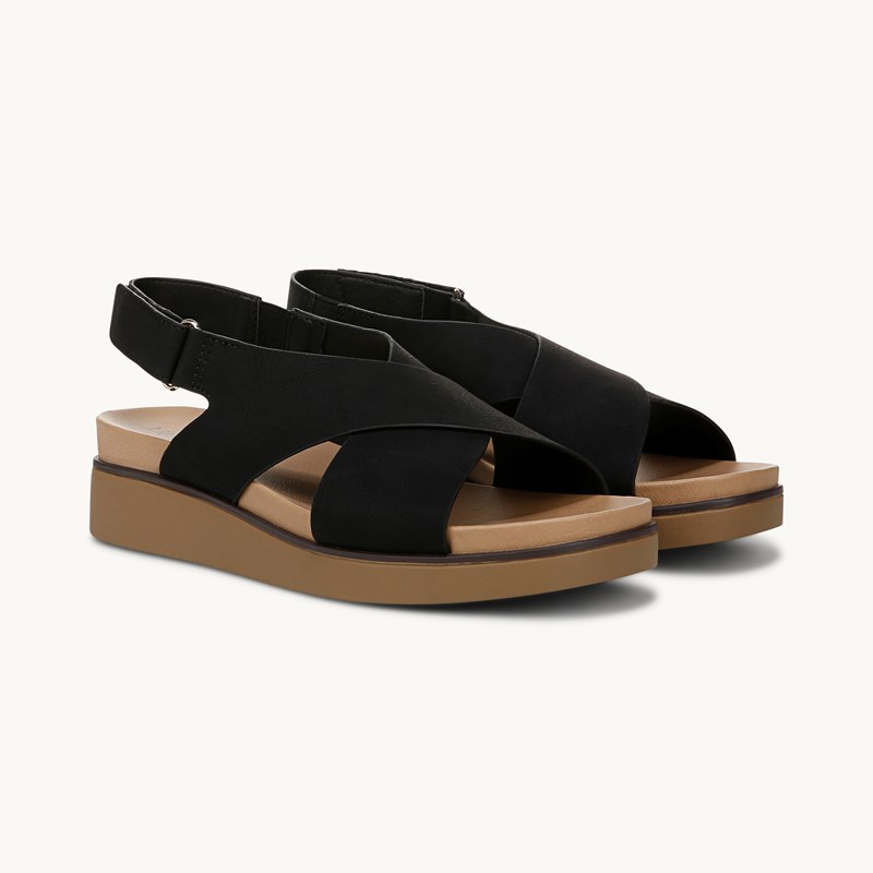 LifeStride Shoes Georgina Slingback Sandal (Black Faux Leather) 6.0 M