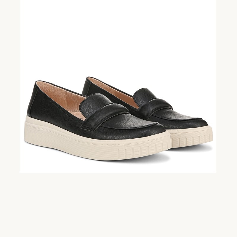LifeStride Geneva Loafer Shoes (Black Faux Leather) 10.0 W