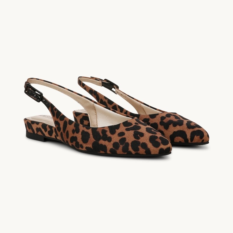 LifeStride Percy Slingback Flat Shoes (Brown Multi Fabric) Suede 10.0 M
