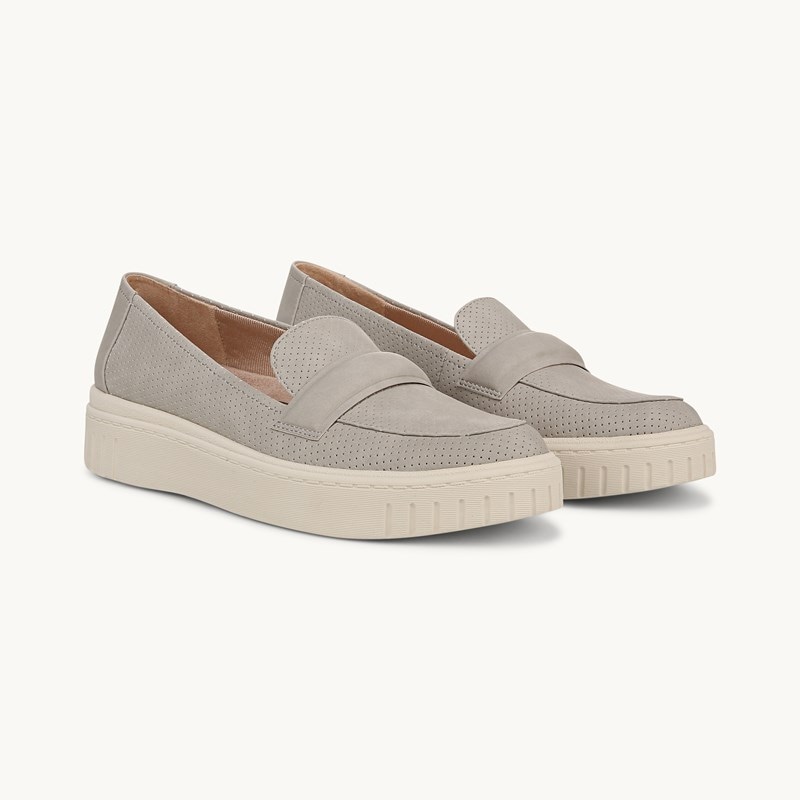 LifeStride Geneva Loafer Shoes (Grey Faux Leather) 7.0 M