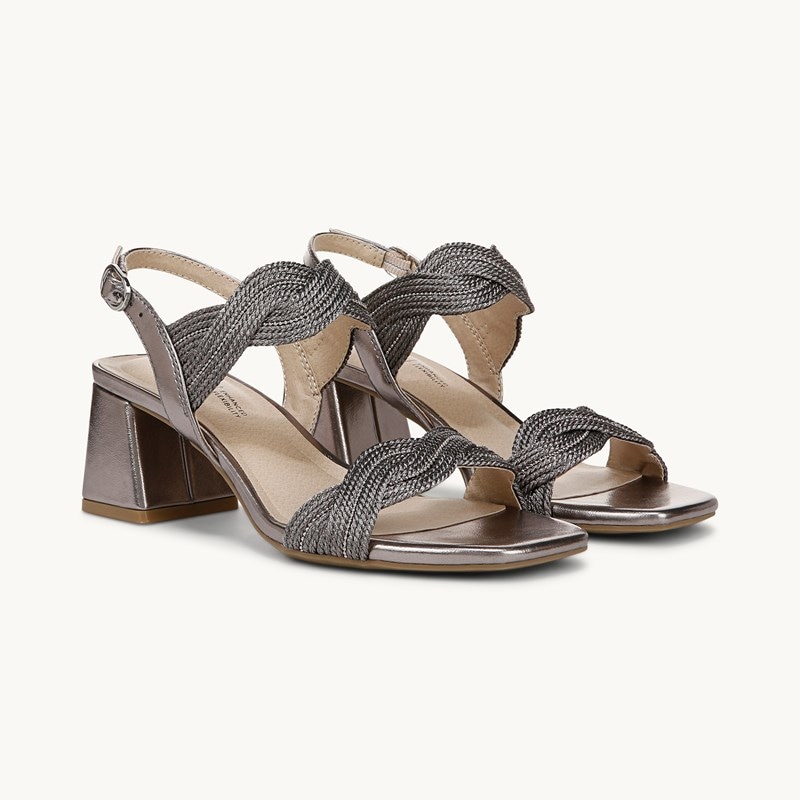 LifeStride Shoes Charnelle Slingback Dress Sandal (Pewter Grey Faux Leather) 9.5 M