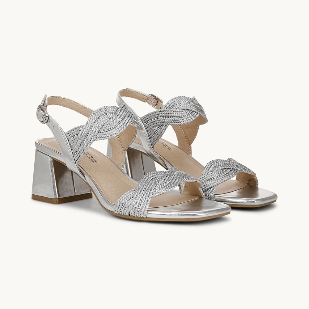 silver dress sandals for women Nina Women's Quinley Ankle Strap Sandal - White - Sandal heels