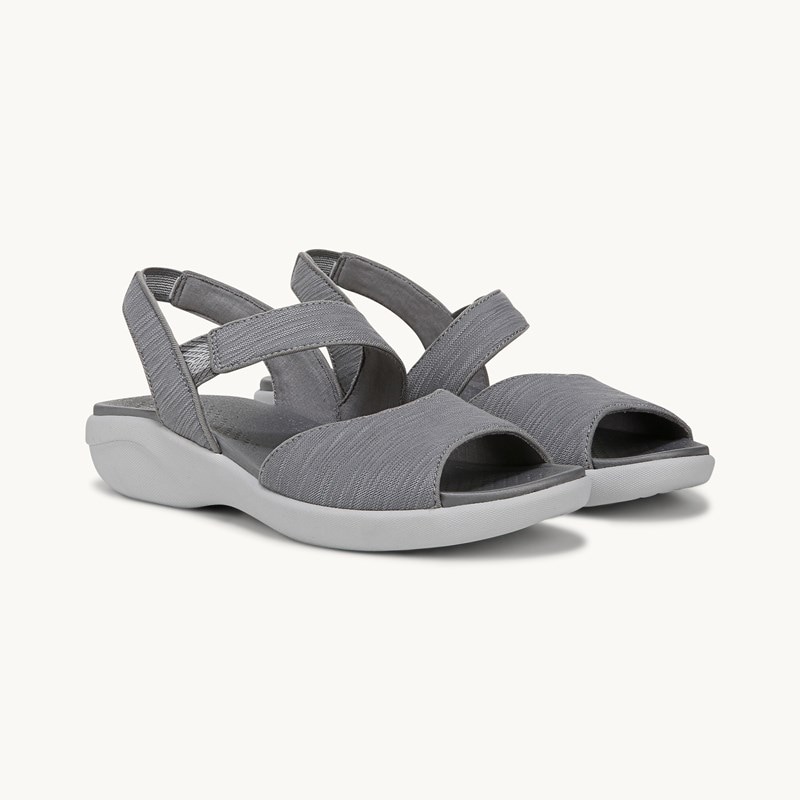 Bzees For LifeStride Shoes Cheerful Strappy Sandal (Graphite Waxy Fabric) 8.5 M