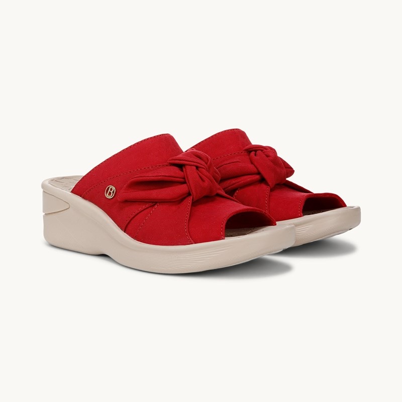 Bzees For LifeStride Shoes Smile Wedge Sandal (Fire Red Monomesh Fabric) 8.0 W