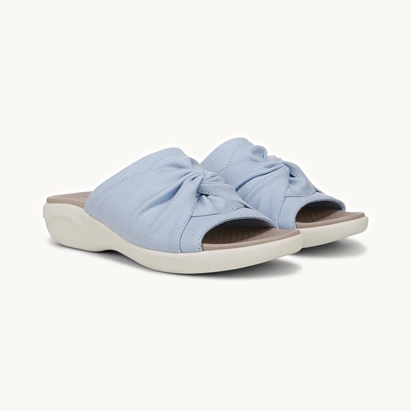 Bzees For LifeStride Shoes Cherish Slide Sandal (Skyway Blue Stretch Fabric) 7.5 W