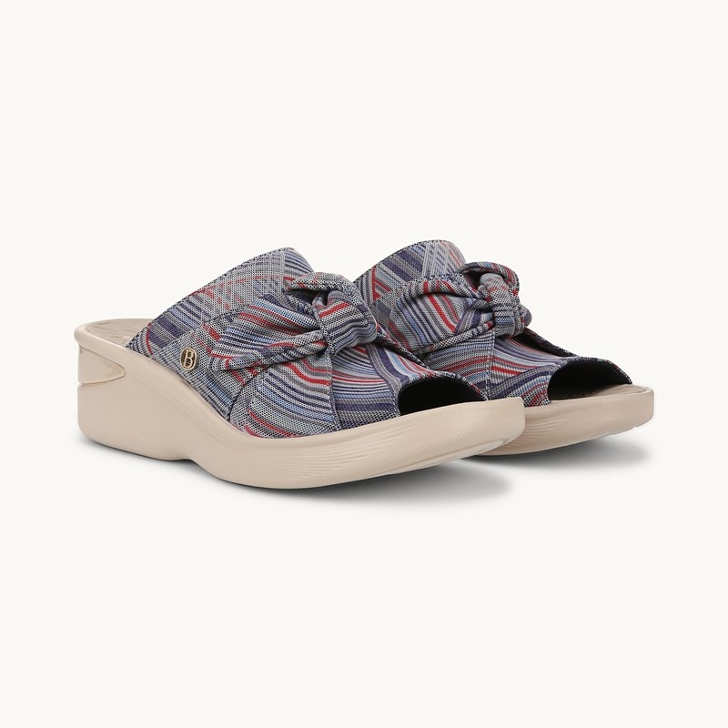 Bzees For LifeStride Shoes Smile Wedge Sandal (Bright Multi Stripe Mesh Fabric) 7.0 W