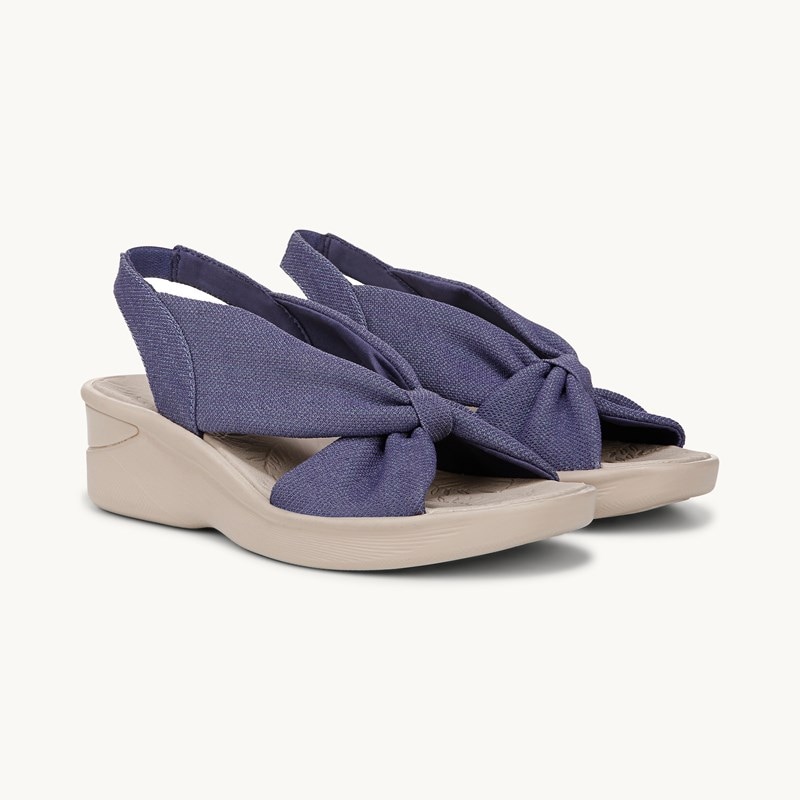Bzees For LifeStride Shoes Serenade Slide Slingback Sandal (Skipper Blue Stretch Fabric) 6.5 M
