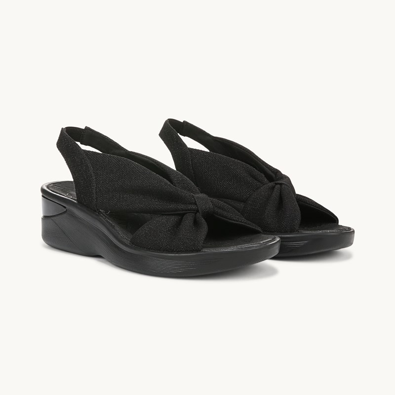 Bzees For LifeStride Shoes Serenade Slide Slingback Sandal (Black Stretch Fabric) 10.0 W
