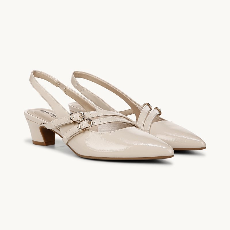 LifeStride Monique Slingback Shoes (Almond Milk Faux Leather) 6.5 M