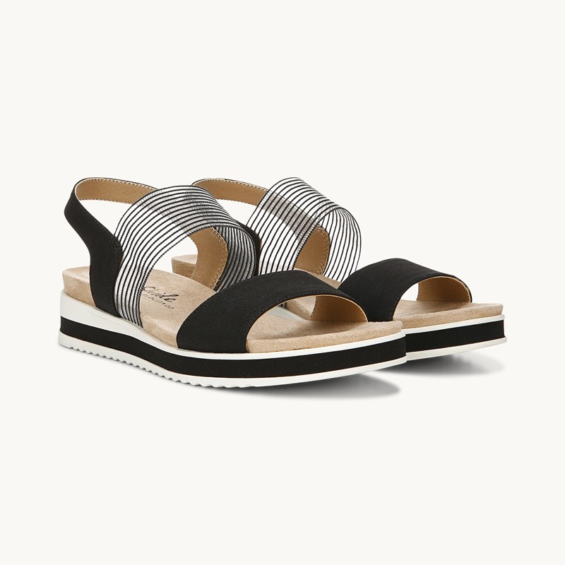 LifeStride Shoes Zing Slingback Sandal (Black Fabric) Leather 11.0 W