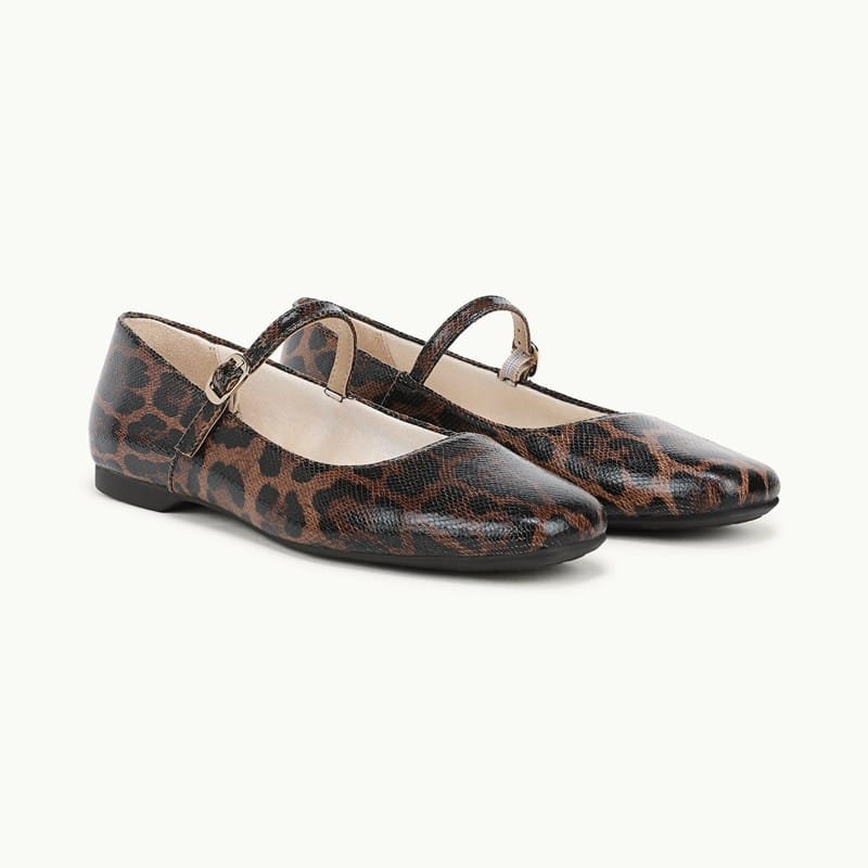 LifeStride Beloved Mary Jane Shoes (Brown Leopard Faux Leather) Fabric 6.5 W