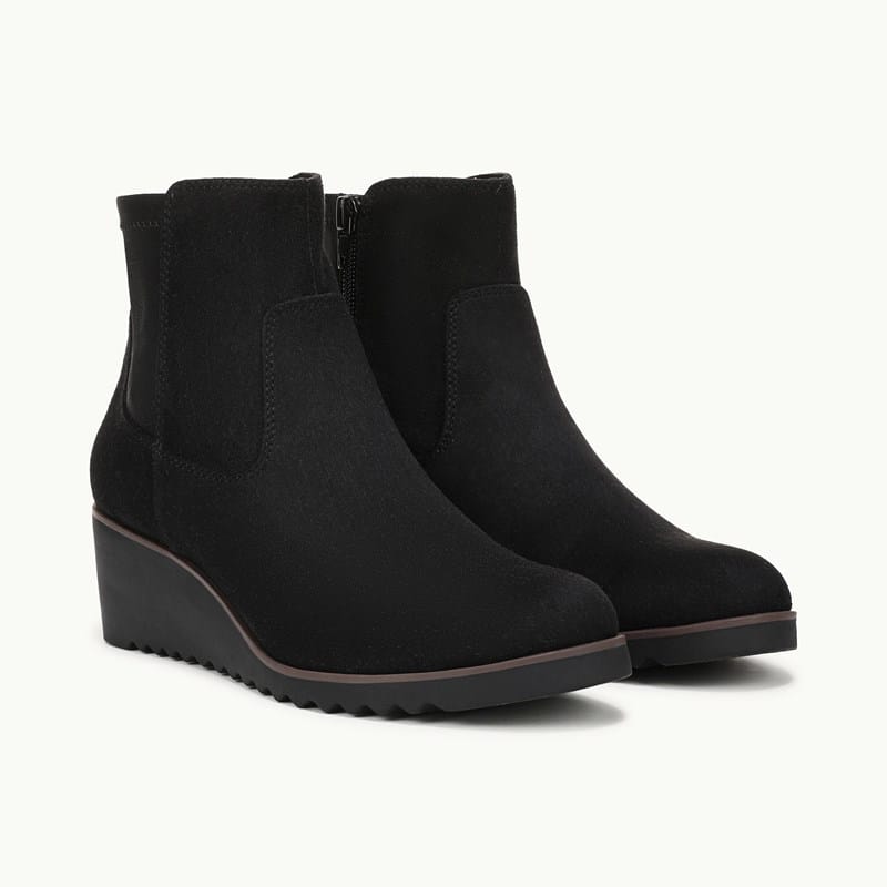 LifeStride Zionne Ankle Bootie Boots (Black Microfiber) Fabric 7.5 M