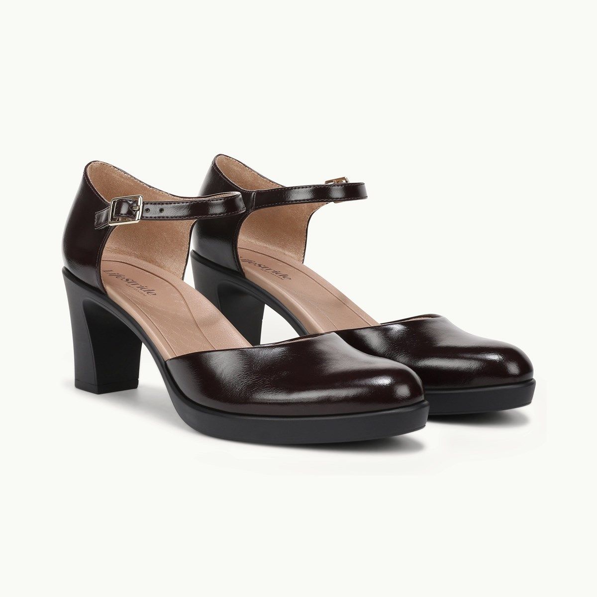 lifestride dress shoes for women Delight Women's Slip On Platform heels for women designed with faux leather or woven fabric an open toe heel strap with adjustable buckle and crisscrossing strap accent LifeStride Women's Next Level Slip-On
