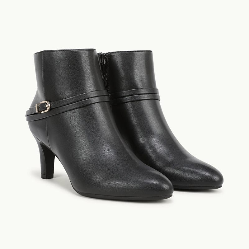 LifeStride Guild 4 Ankle Bootie Boots (Black Faux Leather) 12.0 W