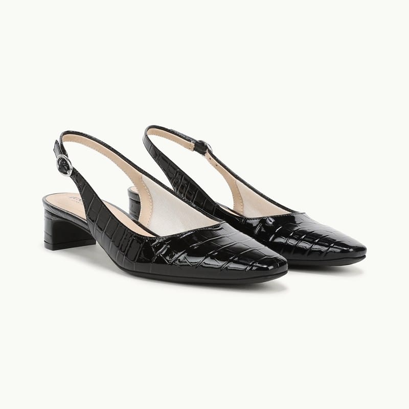 LifeStride Lorena Slingback Shoes (Black Croco Faux Leather) 9.5 W