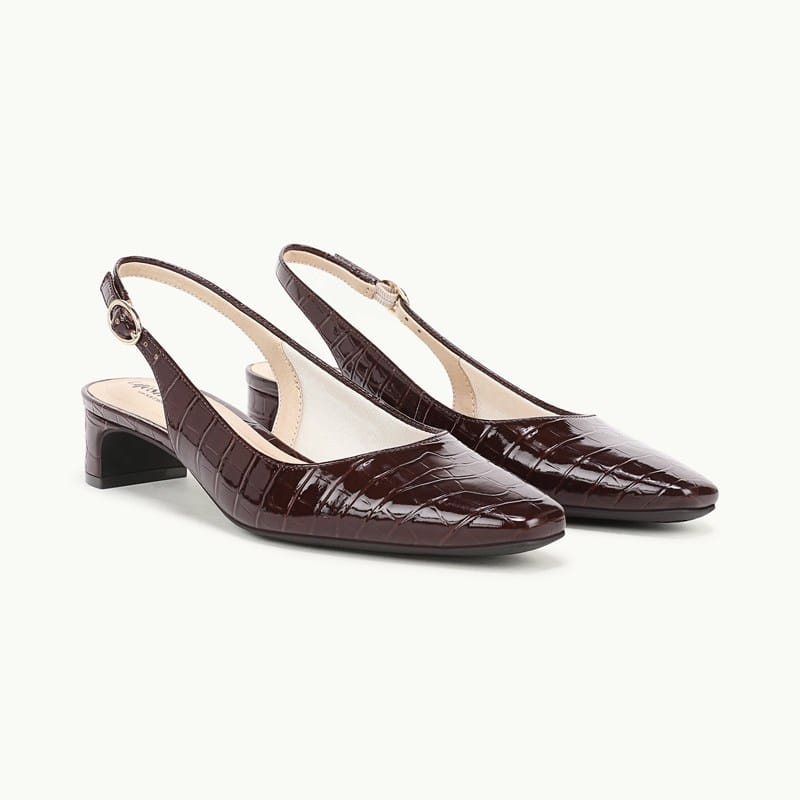 LifeStride Lorena Slingback Shoes (Dark Choco Croco Faux Leather) 8.5 M