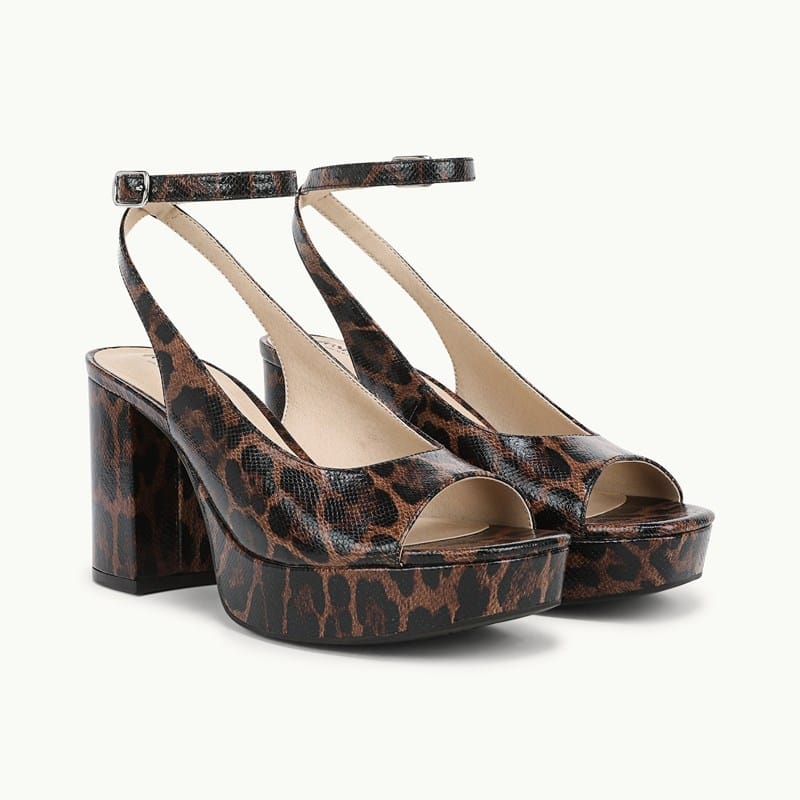 LifeStride Shoes Aliyah Dress Sandal (Brown Leopard Faux Leather) Suede 7.0 M