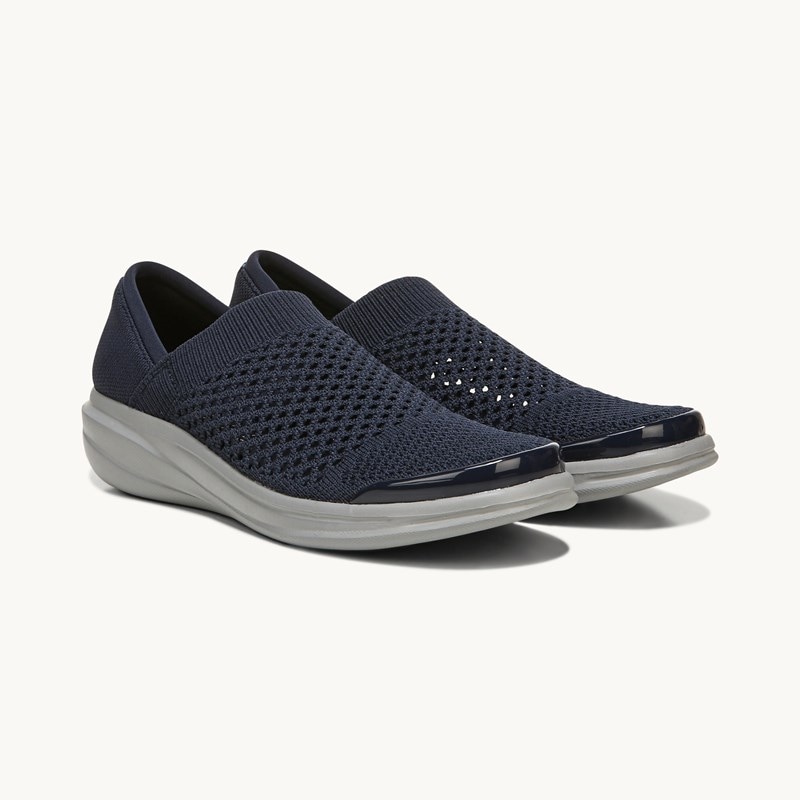 Bzees For LifeStride Charlie Knit Slip On Shoes (Navy Blue) Fabric 6.5 M