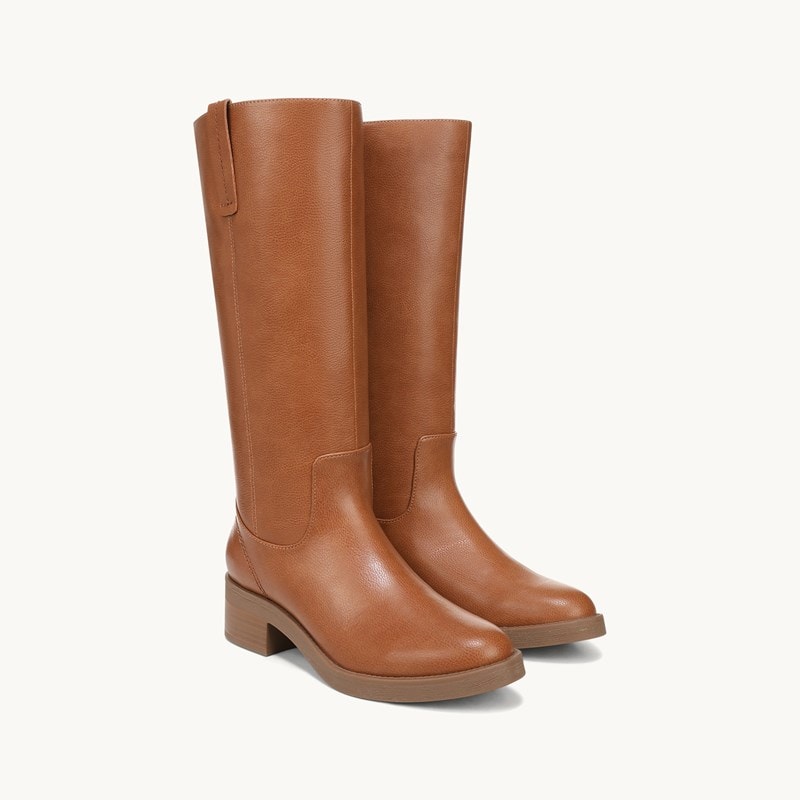 LifeStride Brinley Wide Calf Tall Boot (Caramel Tan Faux Leather) 9.0 W