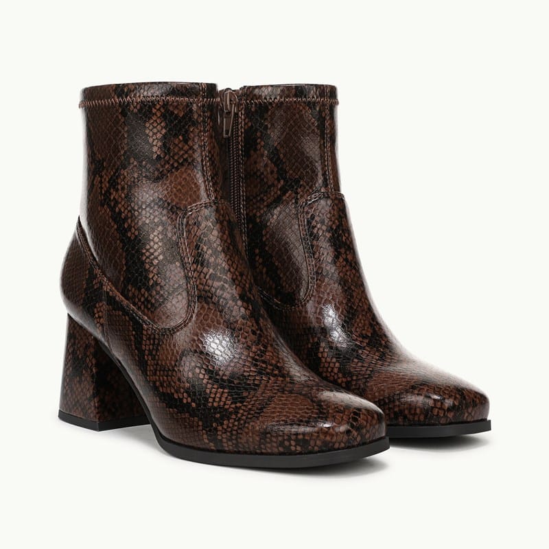 LifeStride Henny Ankle Boot (Dark Brown Snake Faux Leather) Fabric 11.0 M