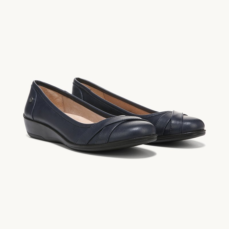 LifeStride I-Loyal Flat Shoes (Navy Blue) Leather 8.5 M