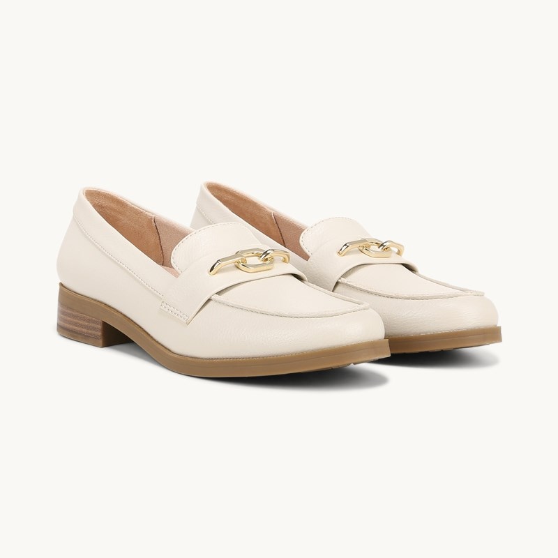 LifeStride Sonoma Loafer Shoes (Bone White Faux Leather) 8.5 W