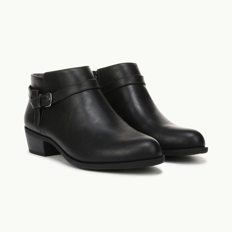 LifeStride Ada Bootie Ankle Boots (Black Faux Leather) 6.5 M