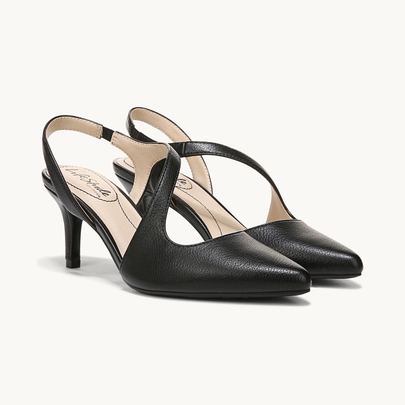 LifeStride Santorini Pump Shoes (Black Faux Leather) 8.5 M